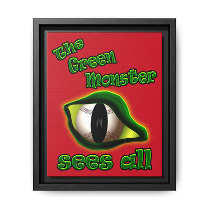 green monster - framed canvas art (dark red)