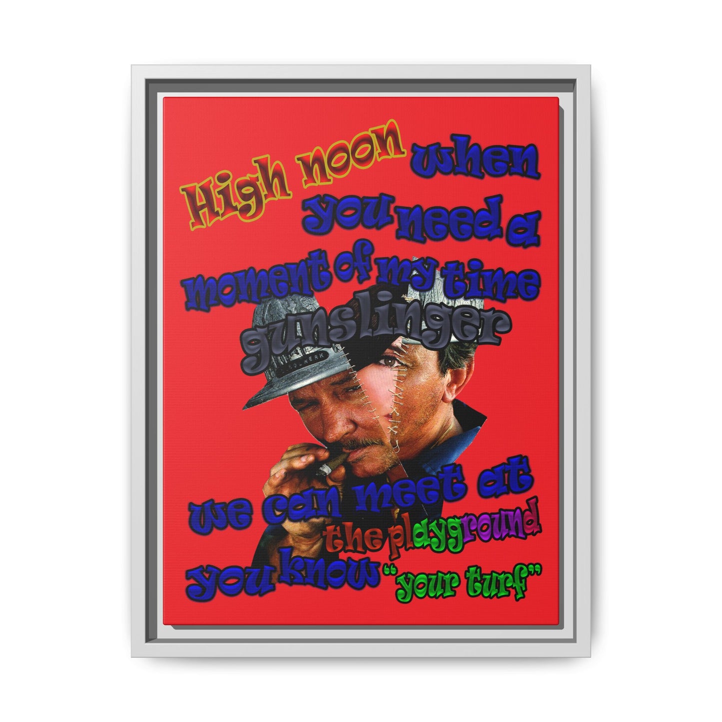 high noon - framed canvas art (red)
