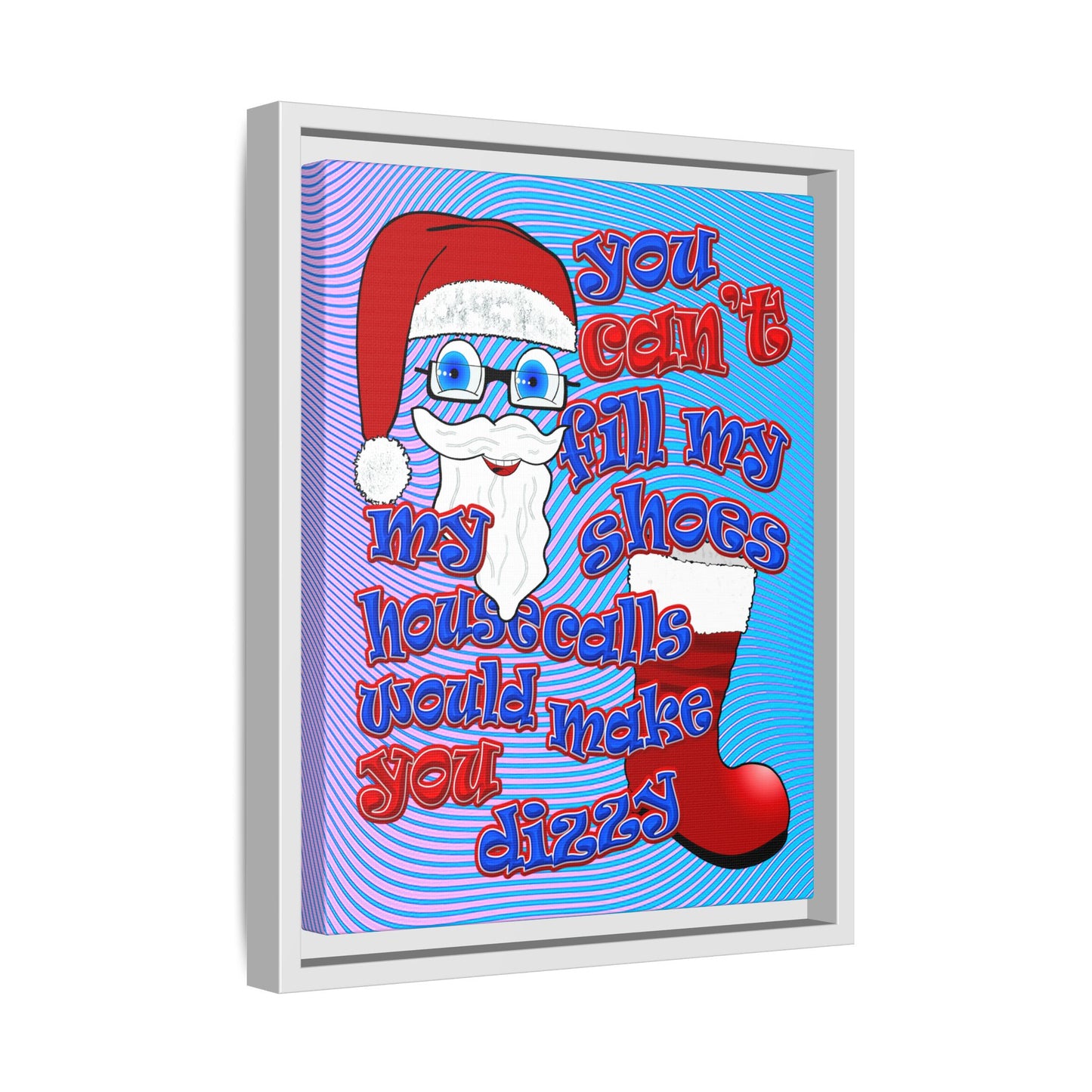santa's shoes - framed canvas art (light blue-purple wave)