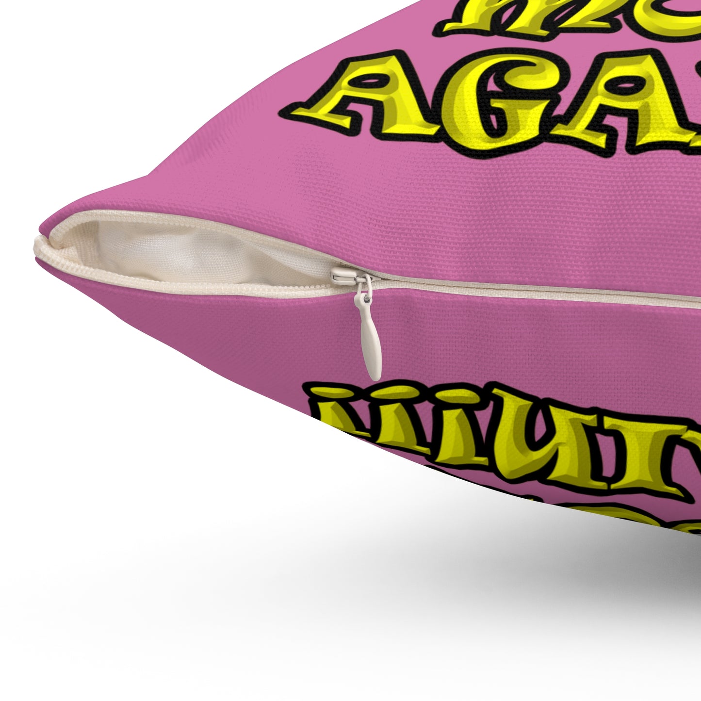 shoot the moon again - Spun Polyester Square Pillow - (light pink)