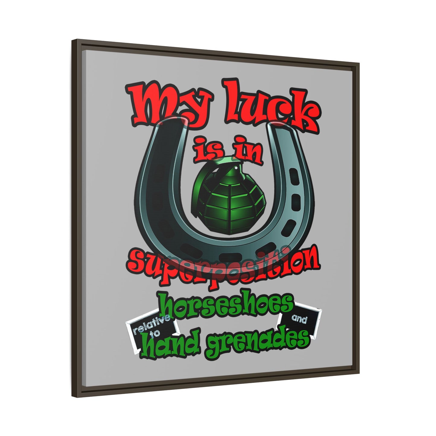 my luck - framed canvas art (light grey)