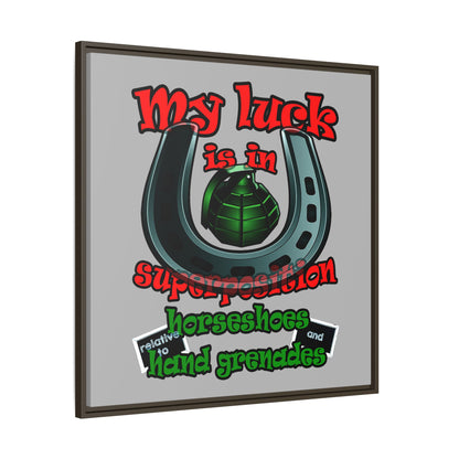 my luck - framed canvas art (light grey)