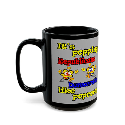 popping like popcorn - Black Mug (light grey)