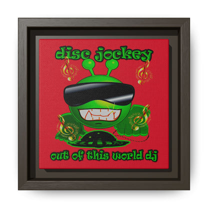 disc jockey - framed canvas art (dark red)