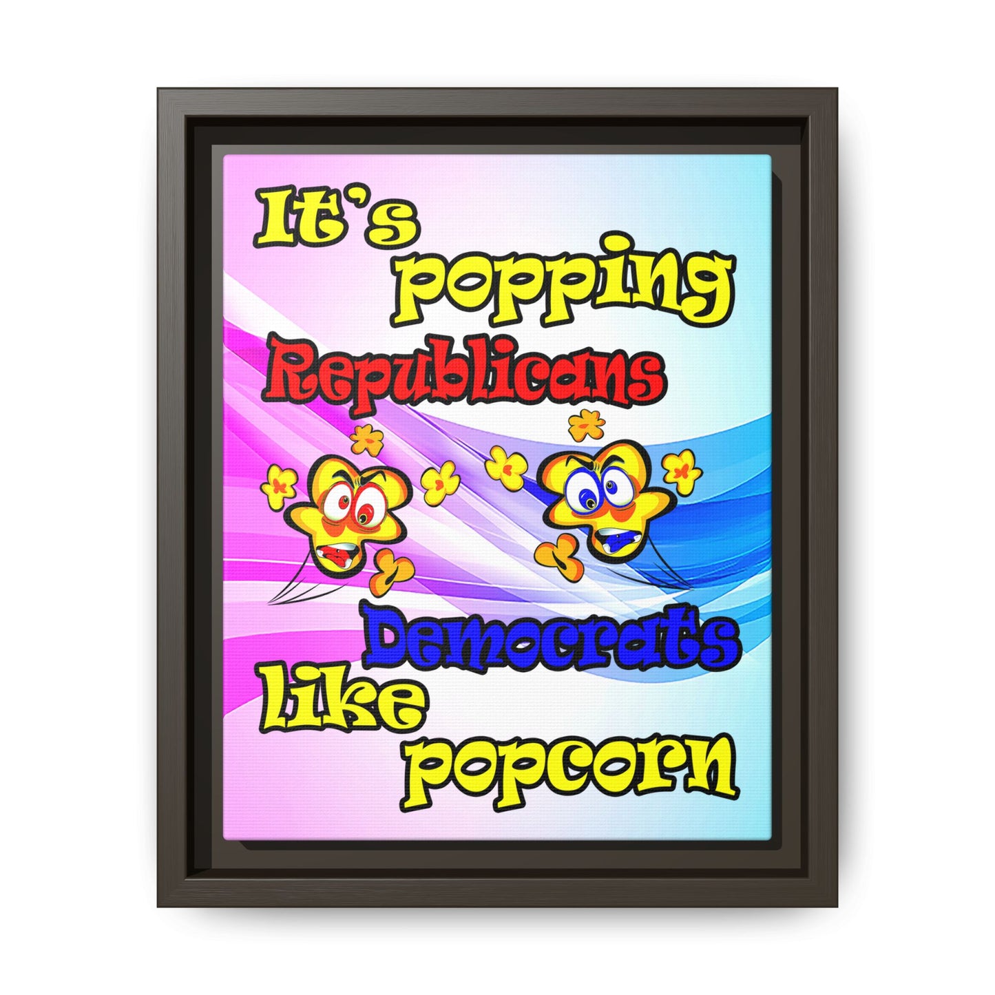 popping like popcorn - framed canvas art (light blue-pink wave)