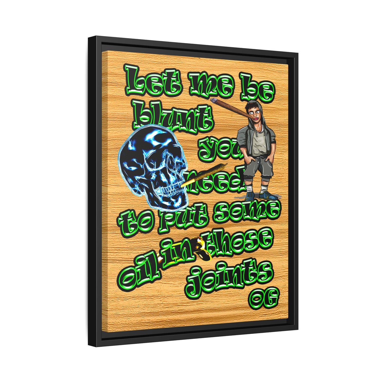 og - framed canvas art (butterscotch wood finish)