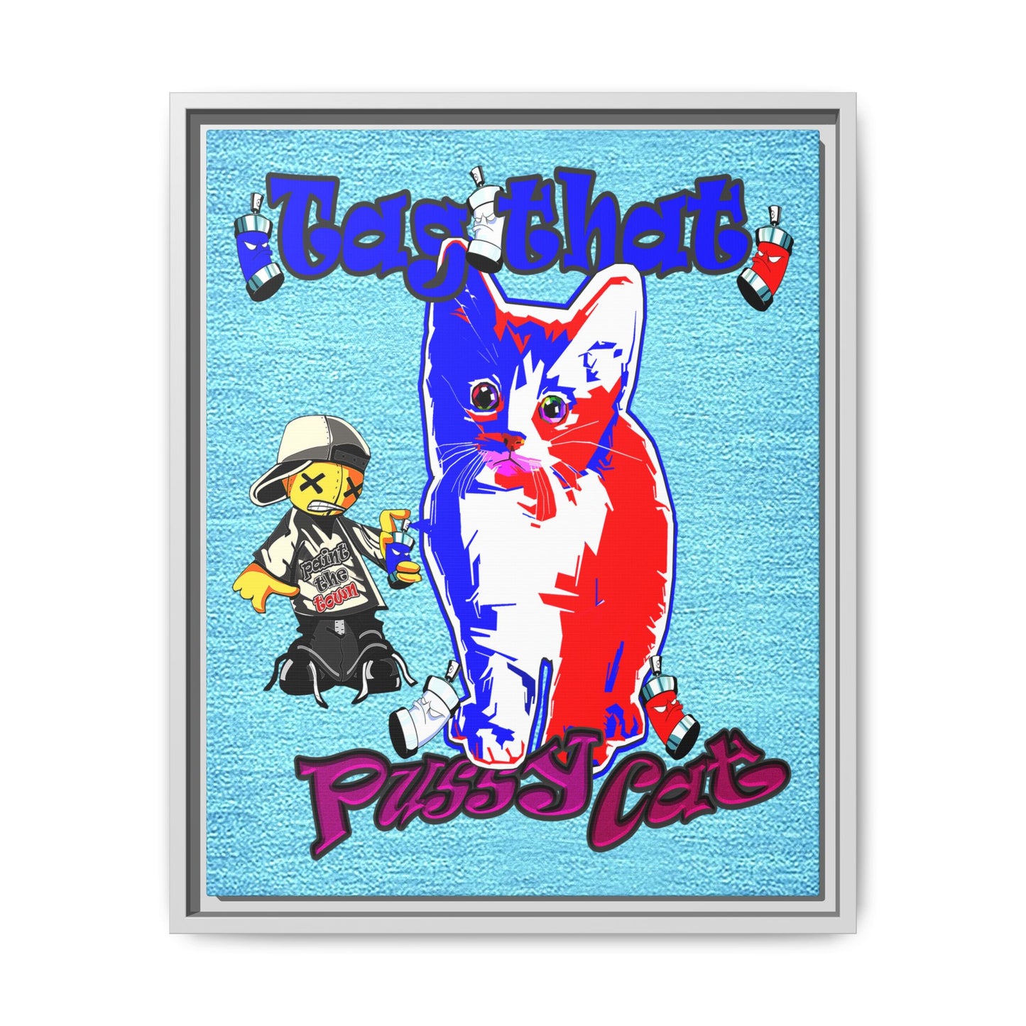 tag that - framed canvas art (faded blue)