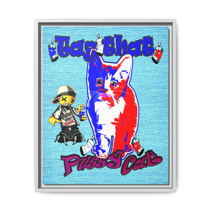 tag that - framed canvas art (faded blue)