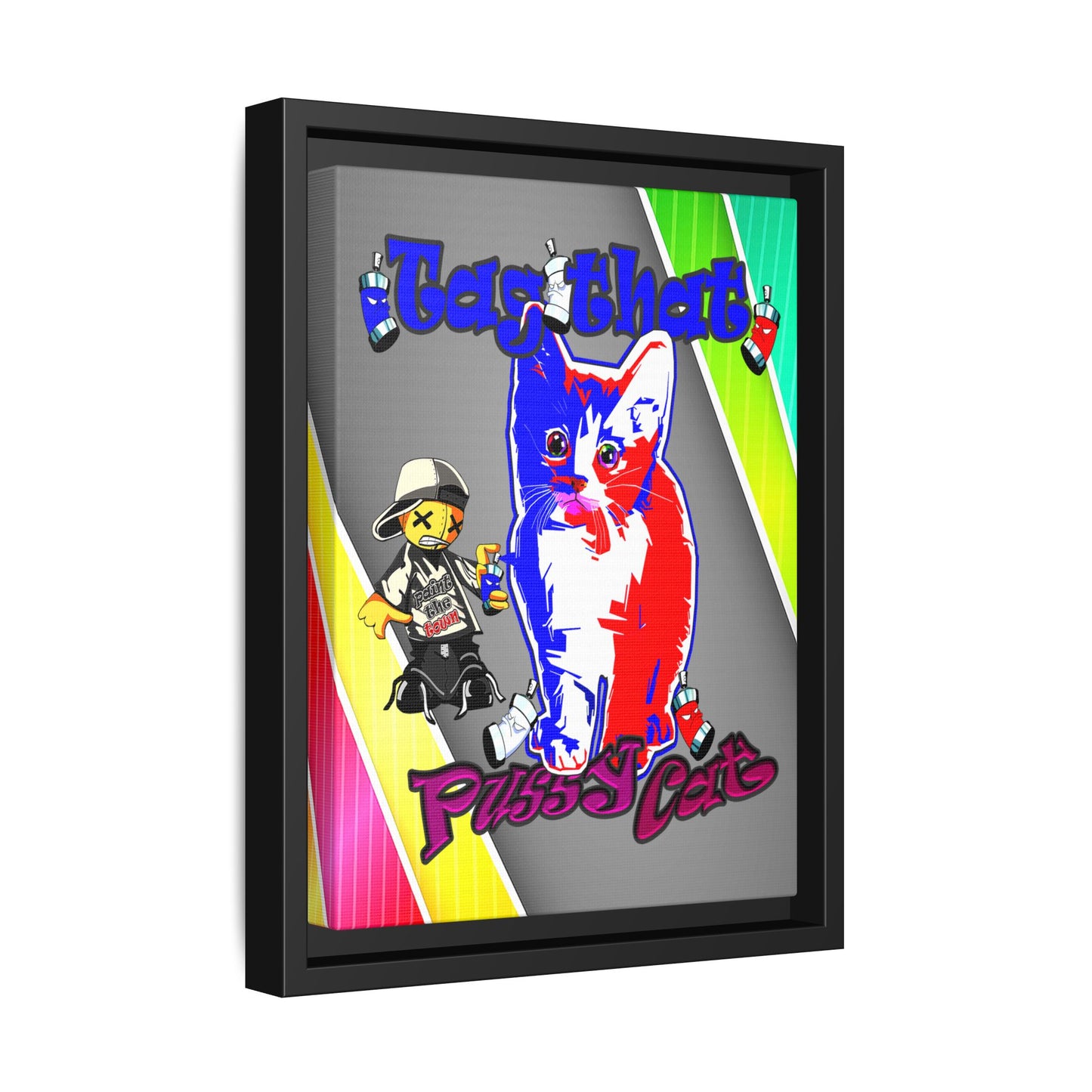 tag that - framed canvas art (rainbow split)
