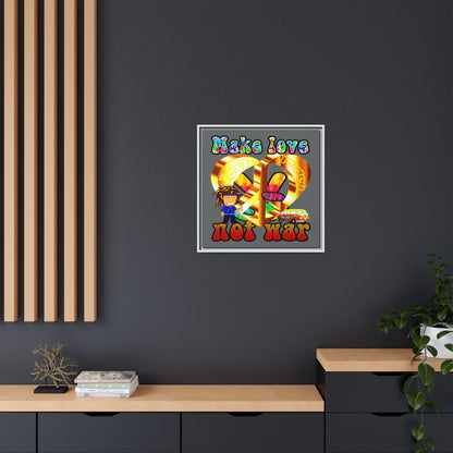 love peace - framed canvas art (dark grey)