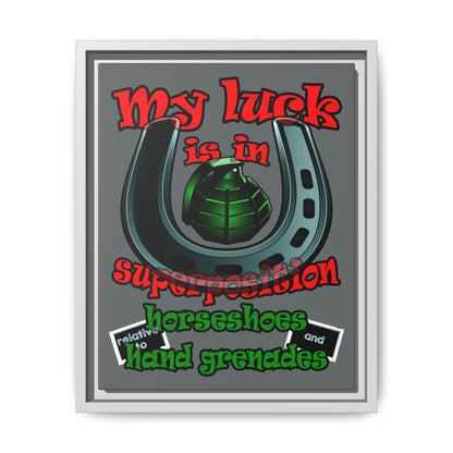 my luck - framed canvas art (dark grey)