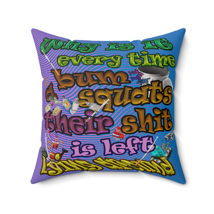 the bum's shit - Spun Polyester Square Pillow - (light blue-purple wave)