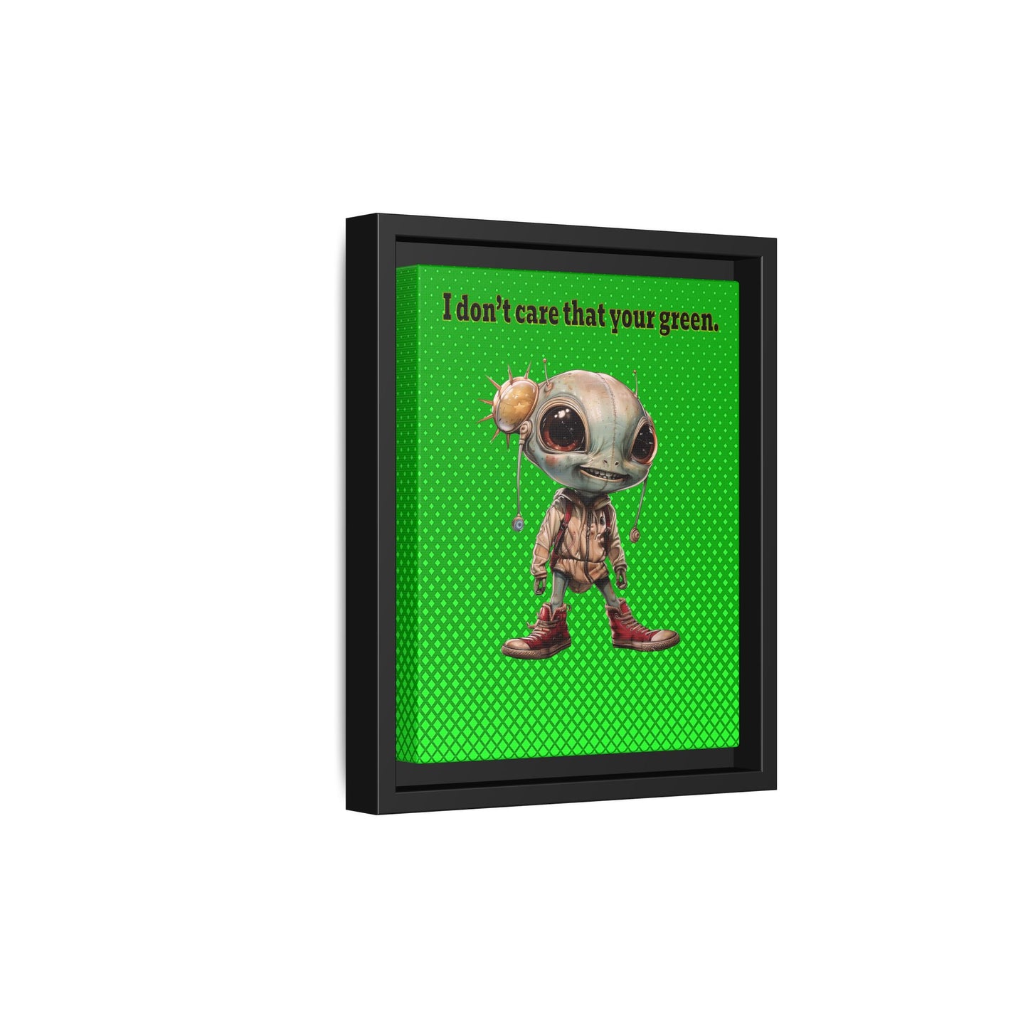 I don't care that your green - framed canvas art (logo green)