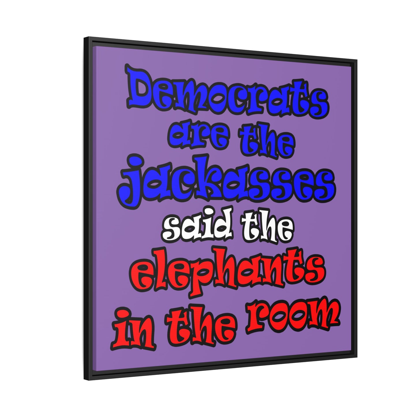 donkeys and elephants - framed canvas art (light purple)