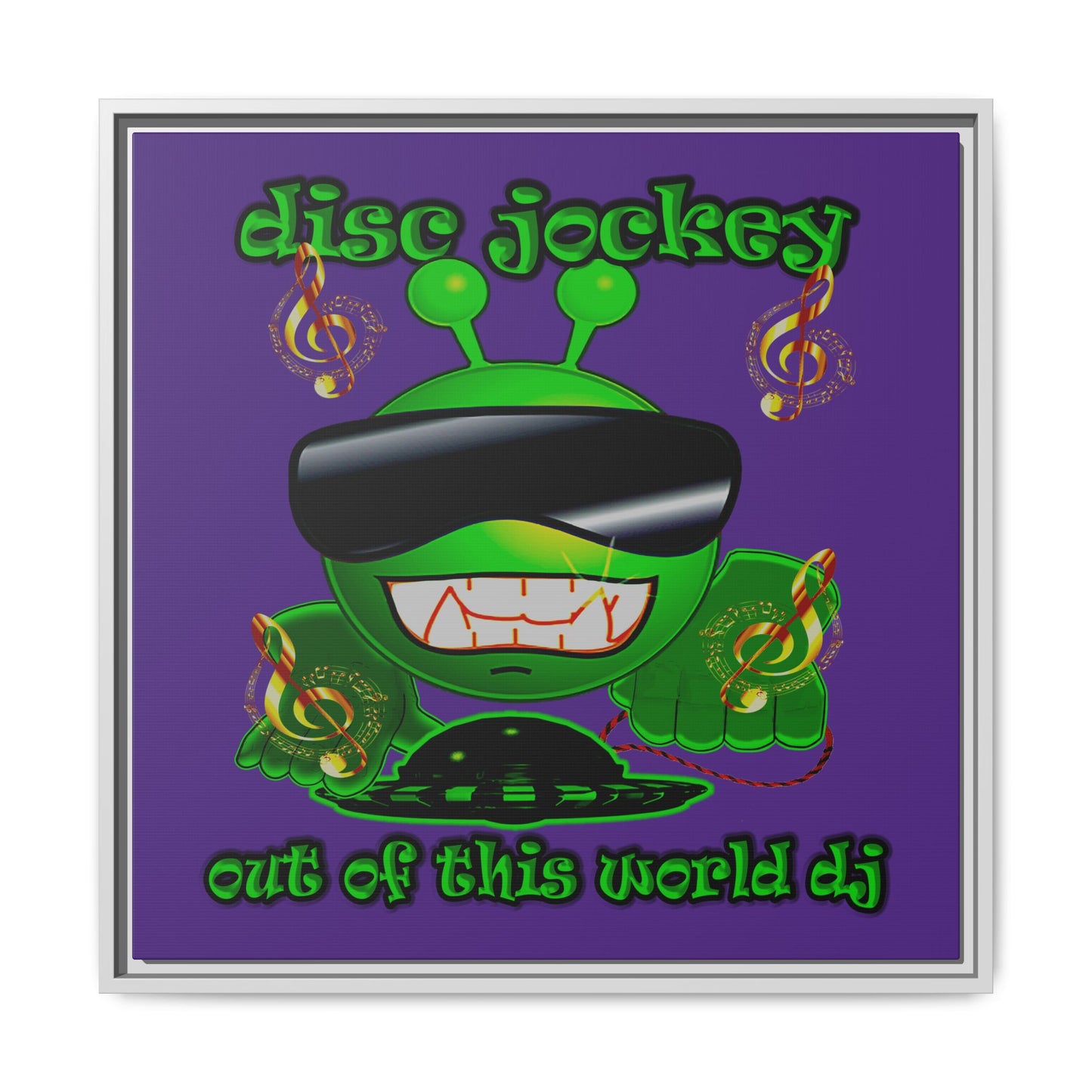 disc jockey - framed canvas art (purple)