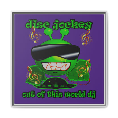 disc jockey - framed canvas art (purple)