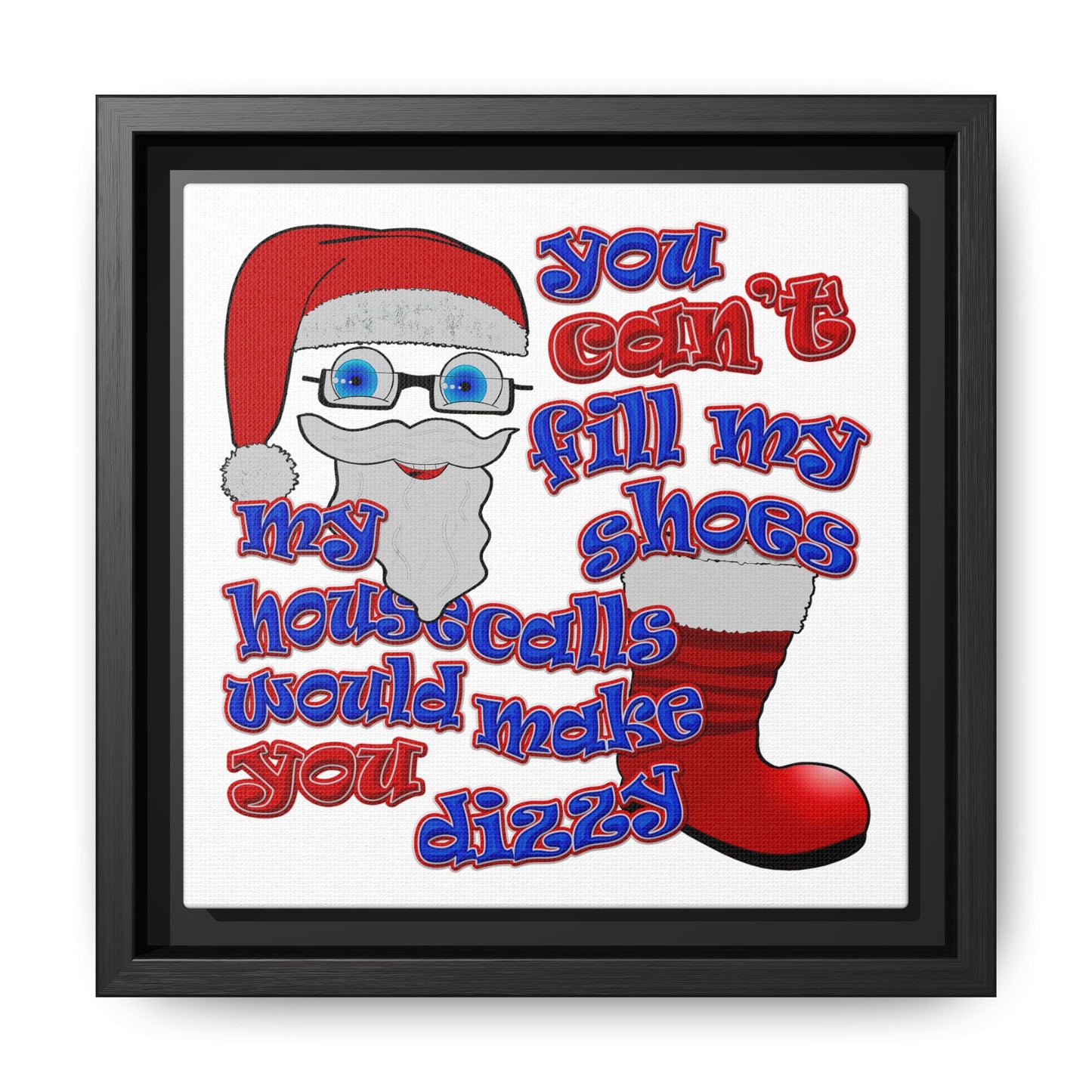 santa's shoes - framed canvas art (white)