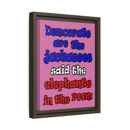 donkeys and elephants - framed canvas art (light pink)