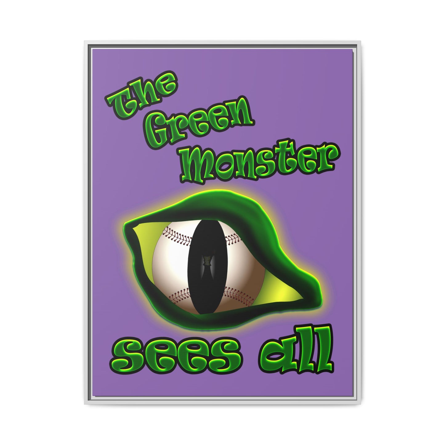 green monster - framed canvas art (light purple)