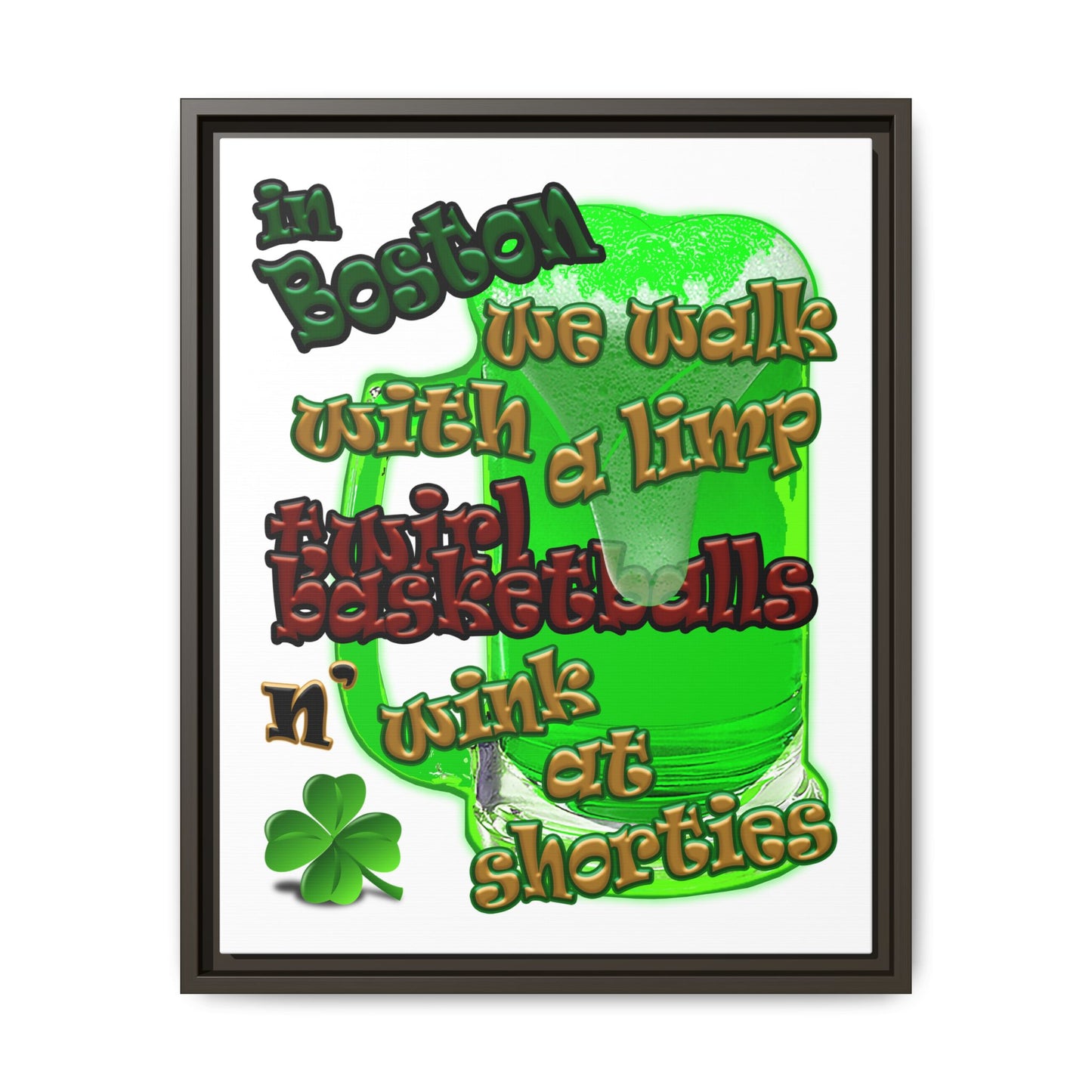 celtics logo - framed canvas art (white)