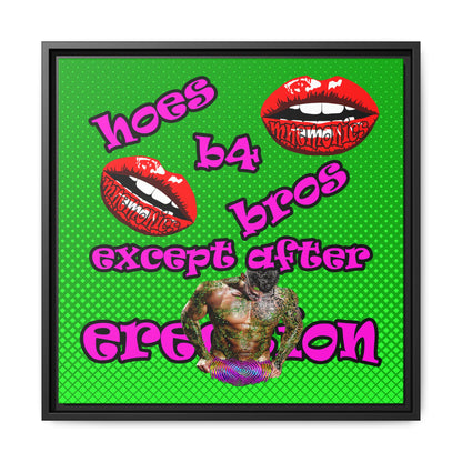 hoes b4 bros - framed canvas art (logo green)