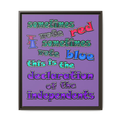 declaration of the independents - framed canvas art (light purple)
