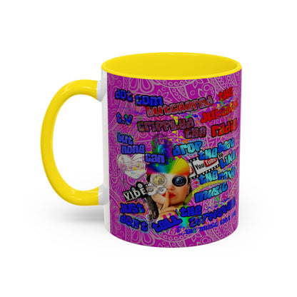 drop the beat - Accent Mug (pink swirl)