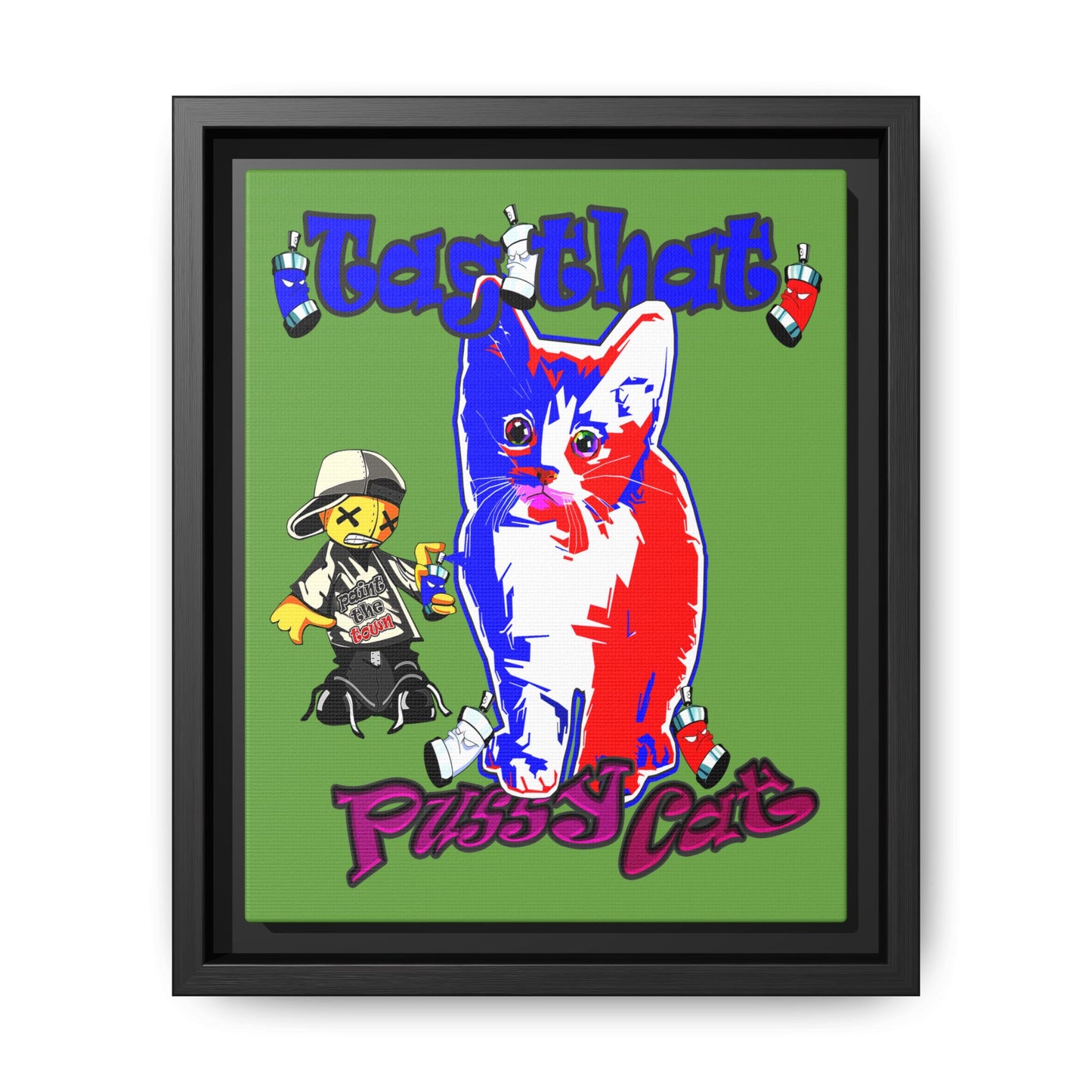 tag that - framed canvas art (green)