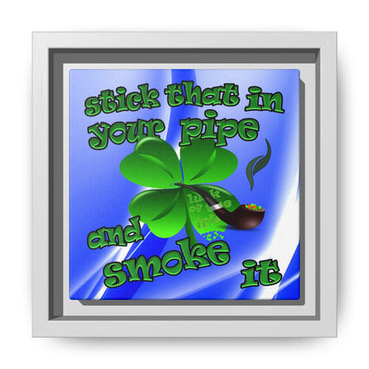 stick that in your pipe and smoke it - framed canvas art (blue-white wave)