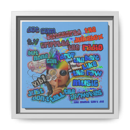 drop the beat - framed canvas art (light blue)