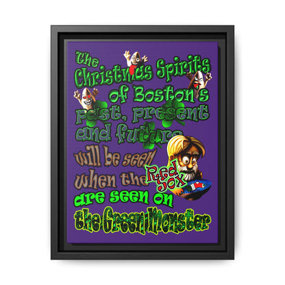 christmas spirits of boston - framed canvas art (purple)