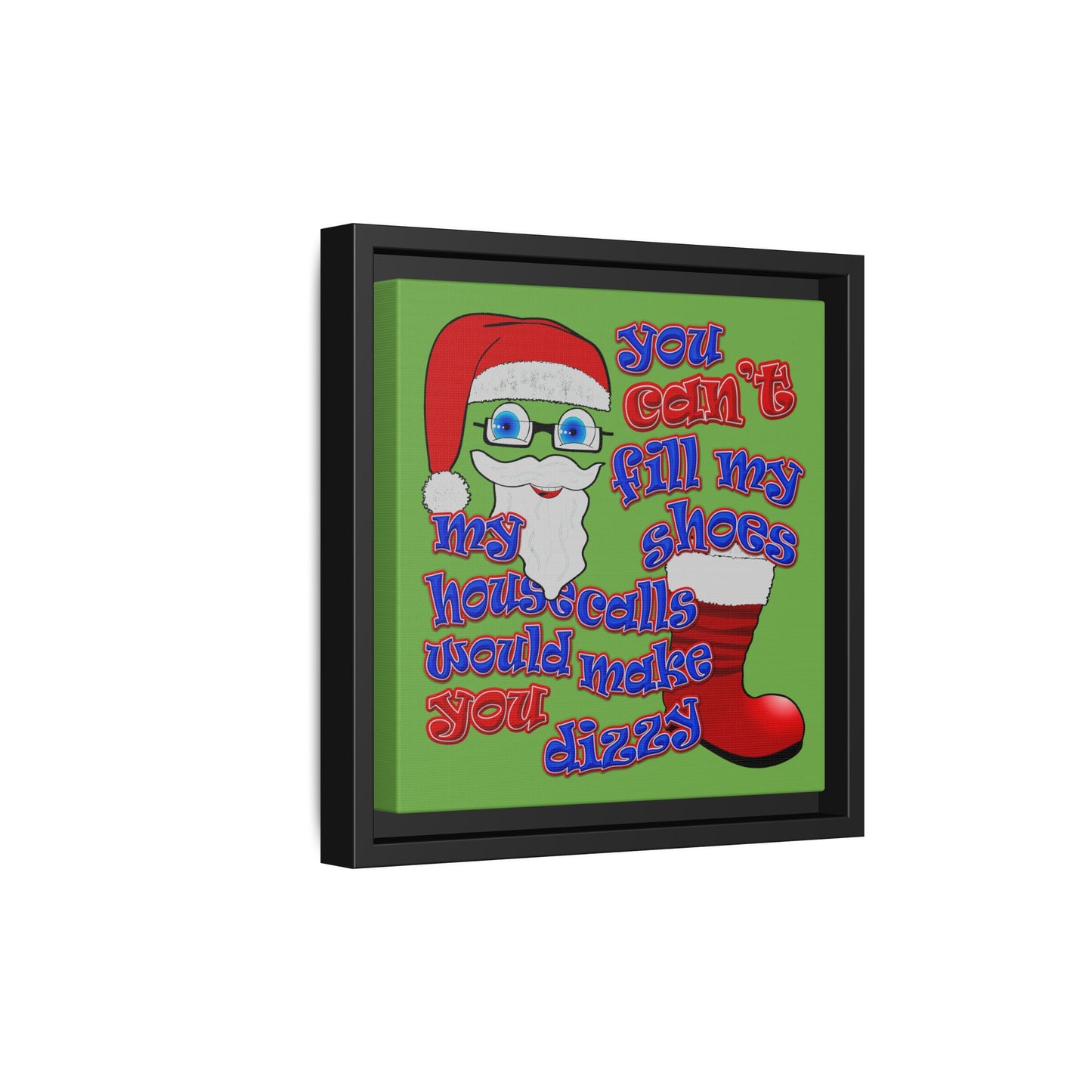santa's shoes - framed canvas art (green)