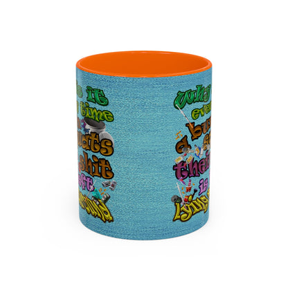 the bum's shit - Accent Mug (faded blue)