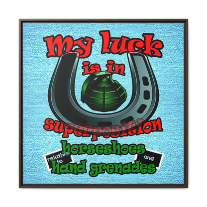 my luck - framed canvas art (faded blue)