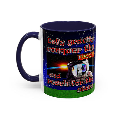 defy conquer reach - Accent Mug ('snoops' background)
