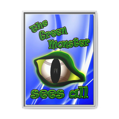 green monster - framed canvas art (blue-white wave)