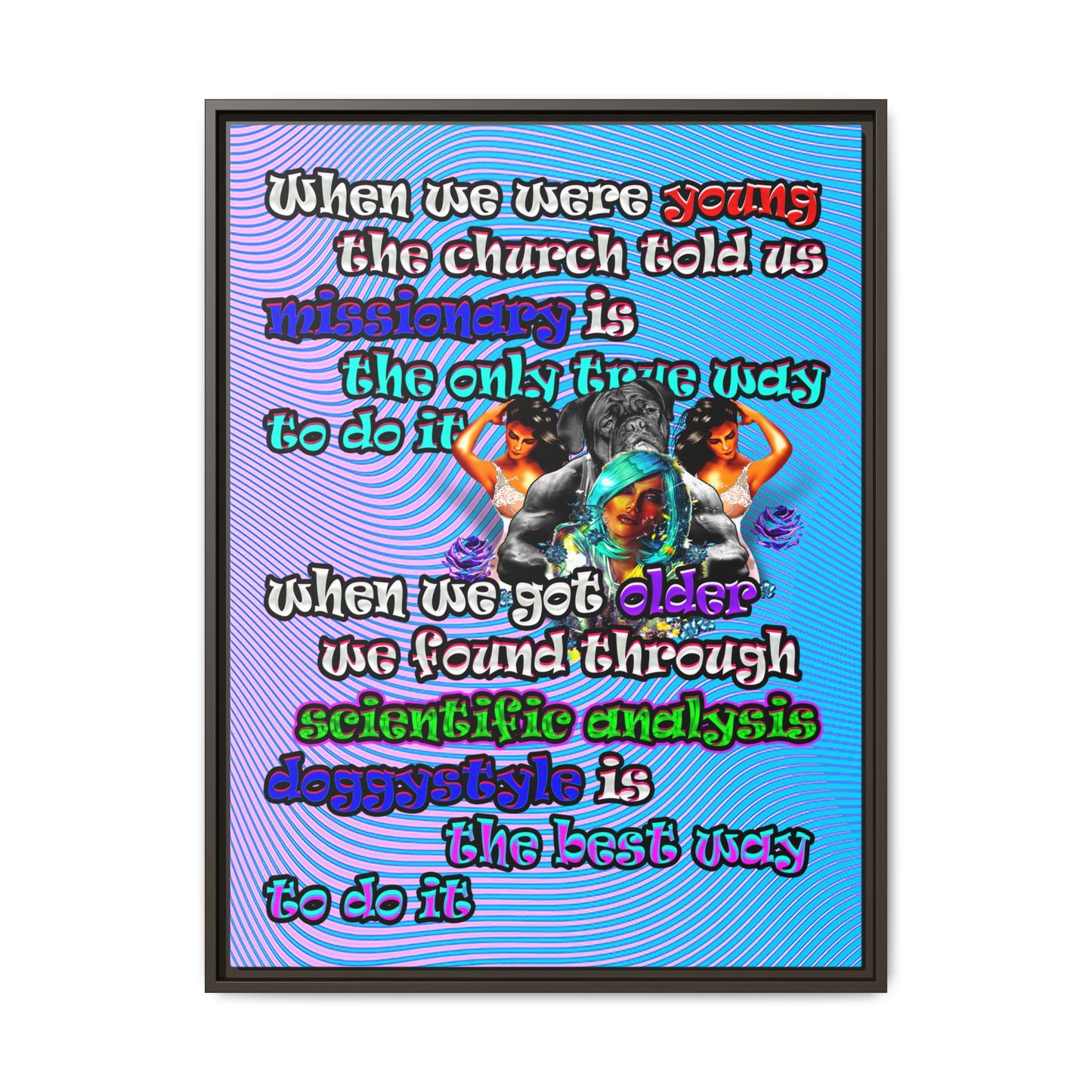 doggystyle - framed canvas art (light blue-purple wave)