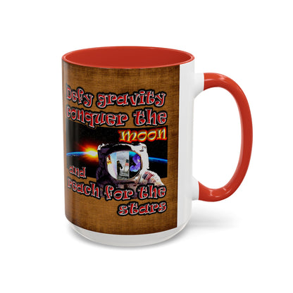 defy conquer reach - Accent Mug (brown papyrus)