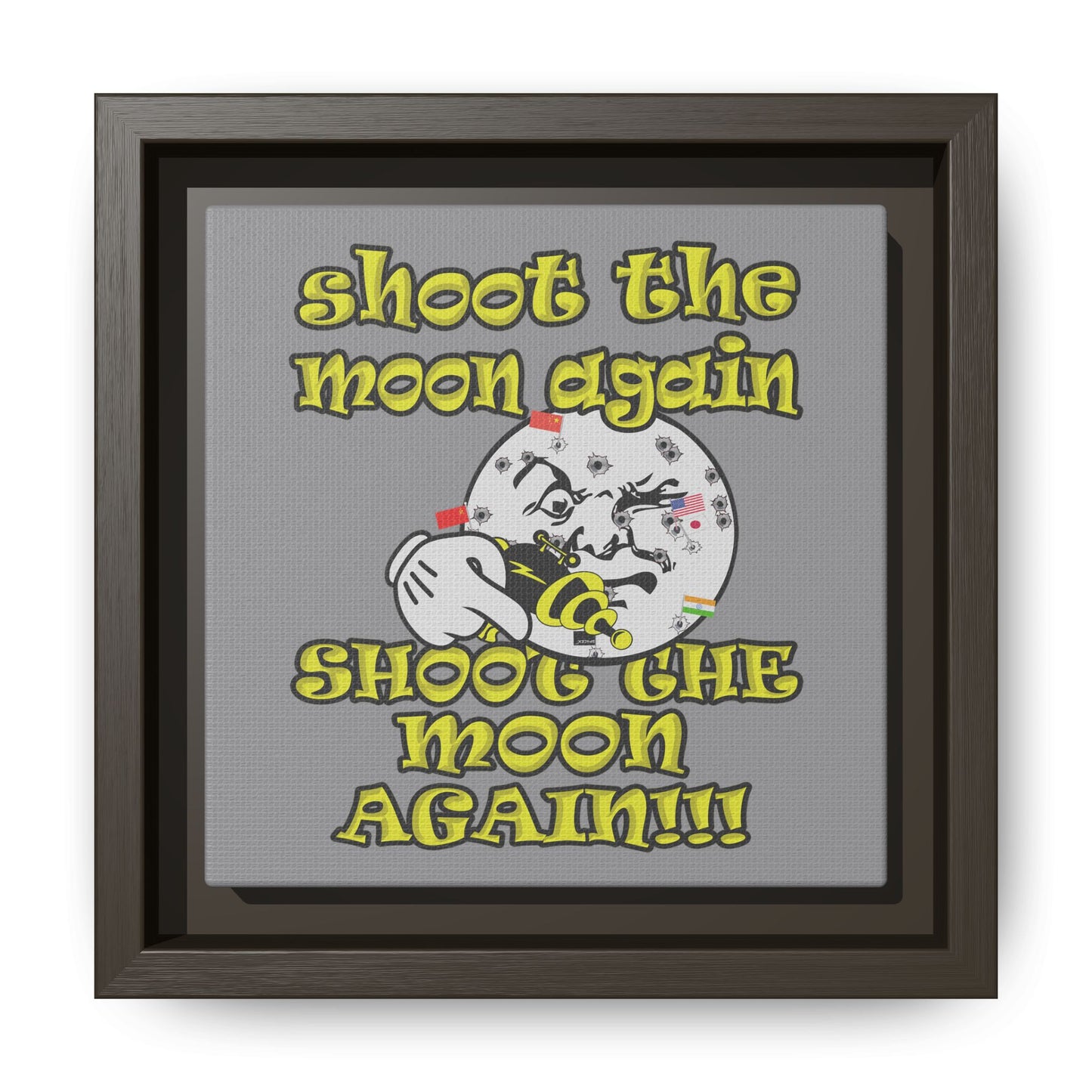 shoot the moon again - framed canvas art (grey)