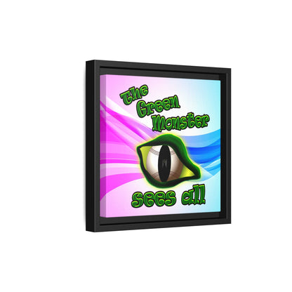 green monster - framed canvas art (light blue-pink wave)
