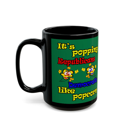 popping like popcorn - Black Mug (dark green)