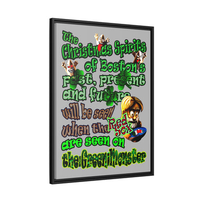christmas spirits of boston - framed canvas art (light grey)