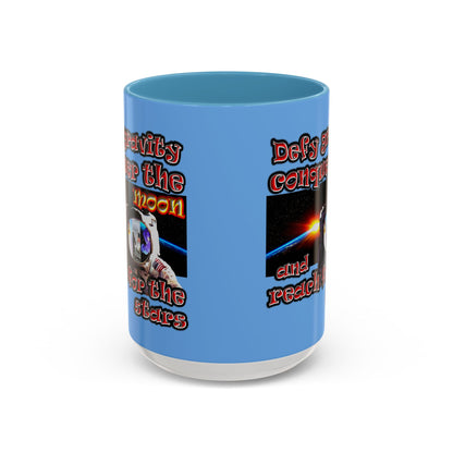defy conquer reach - Accent Mug (light blue)