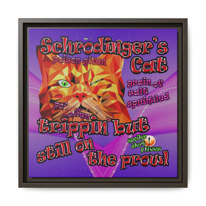 schrodinger's cat - framed canvas art (purple-pink wave)