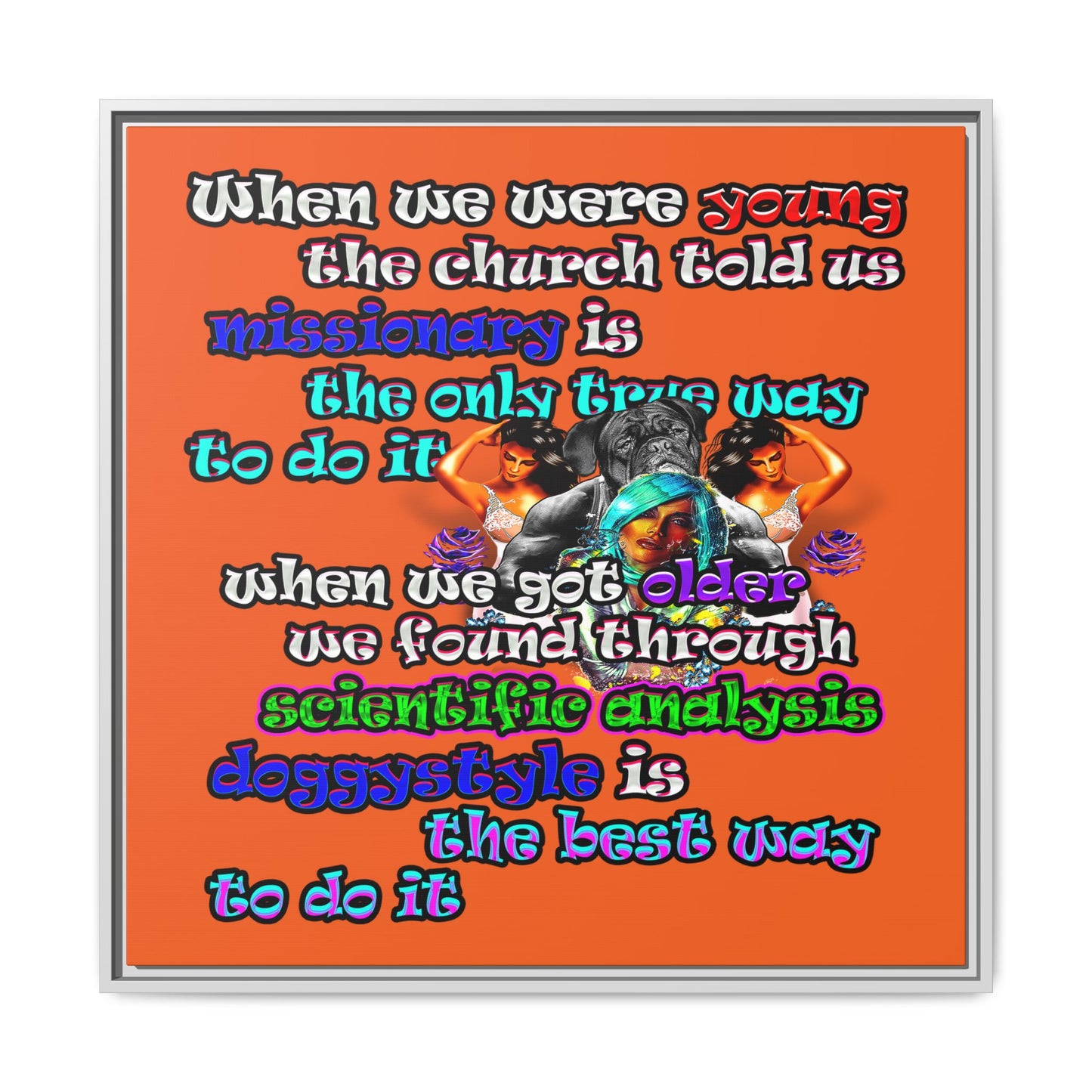 doggystyle - framed canvas art (orange)