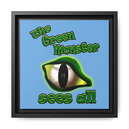 green monster - framed canvas art (light blue)
