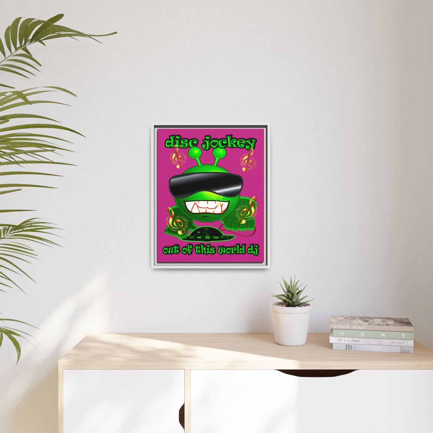 disc jockey - framed canvas art (pink)