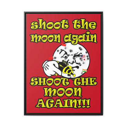 shoot the moon again - framed canvas art (dark red)