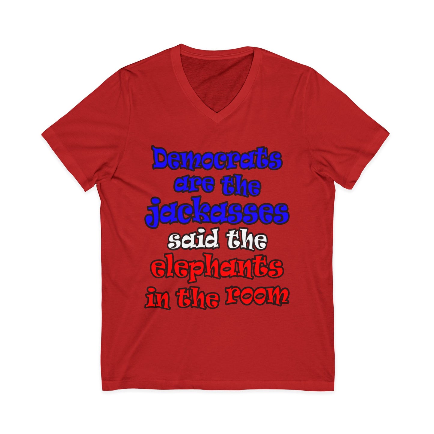 donkeys and elephants - Unisex Jersey Short Sleeve V-Neck Tee