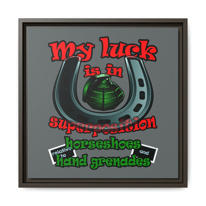my luck - framed canvas art (dark grey)
